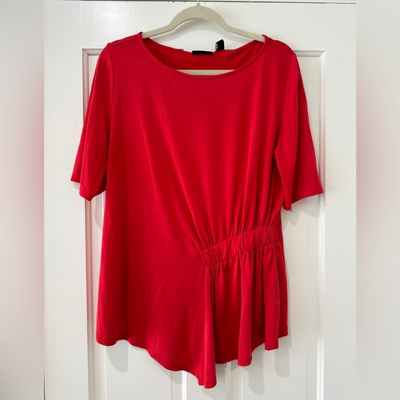 Halogen soft modal polyester ruched on side shirt sleeve work blouse top - Picture 5 of 11